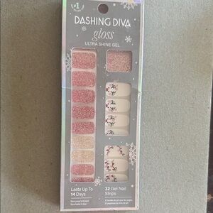 Dashing Diva Gloss Ultra Shine Gel Press-On Nails - Pink and Gold